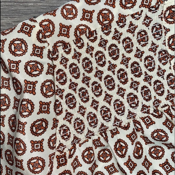 Cynthia Rowley Geometric Blouse Cream Brown M - Picture 11 of 16